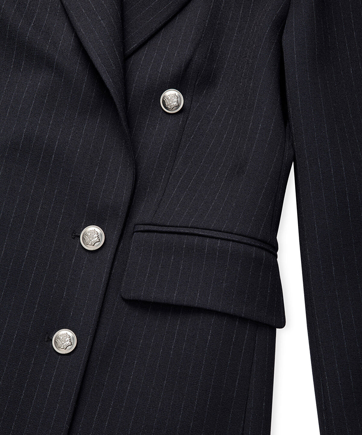 Zoomed Striped Double-Breasted Blazer