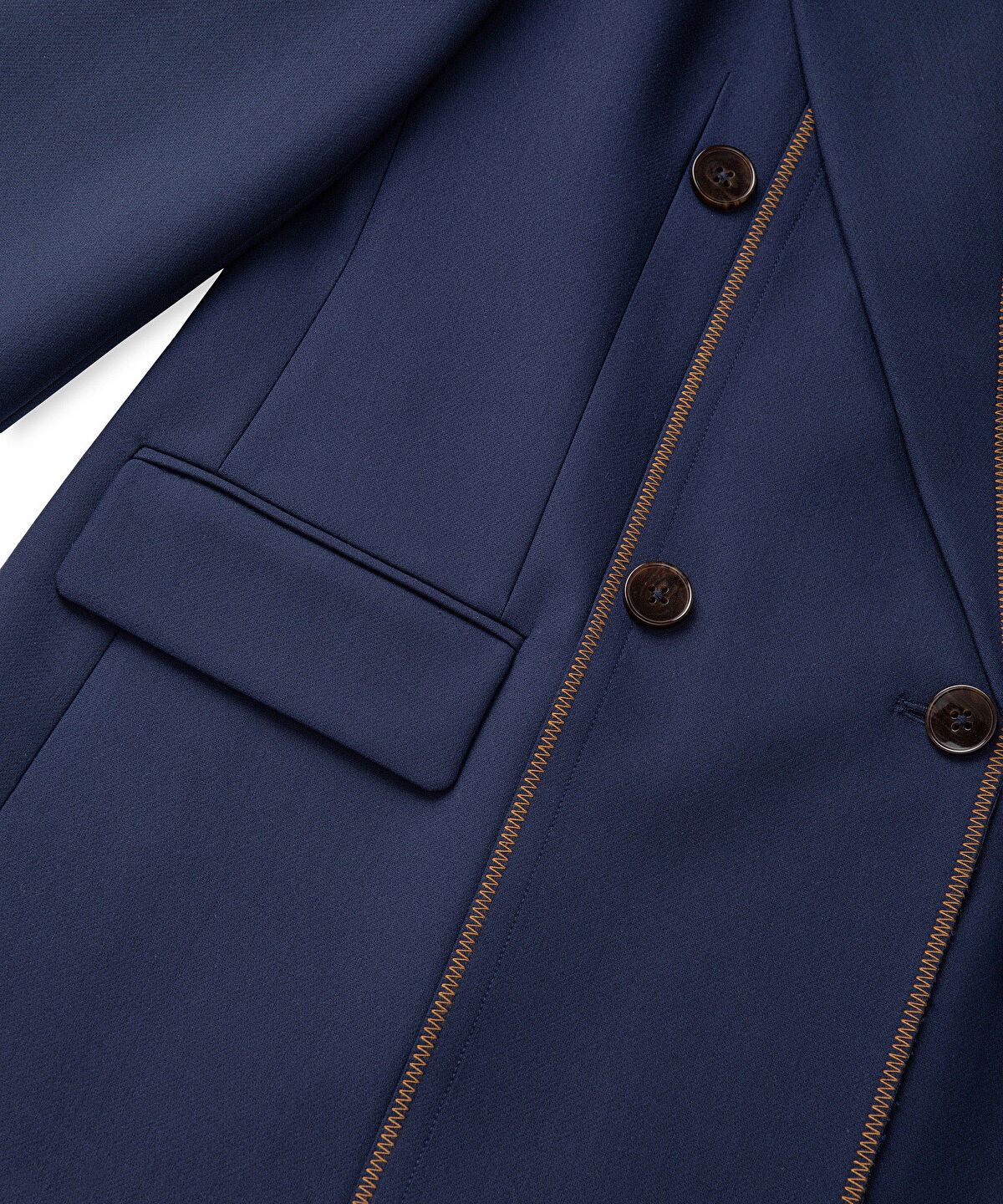 Zoomed Contrast Stitch Double-Breasted Blazer