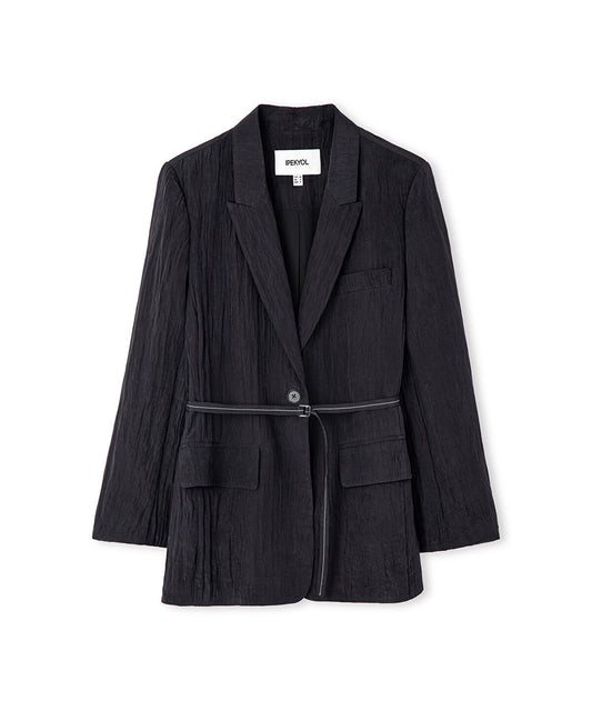 Crinkle-Effect Blazer