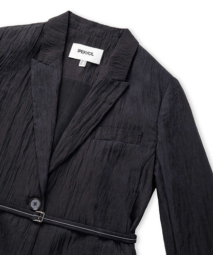 Crinkle-Effect Blazer