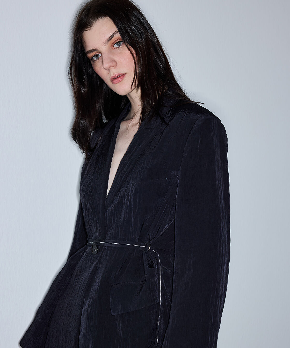 Zoomed Crinkle-Effect Blazer