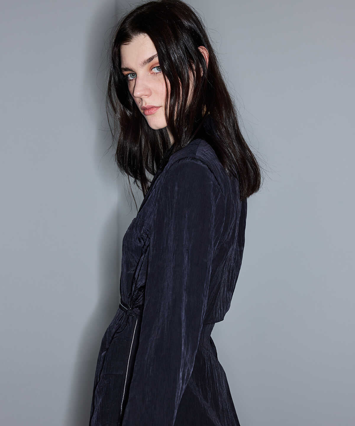 Zoomed Crinkle-Effect Blazer