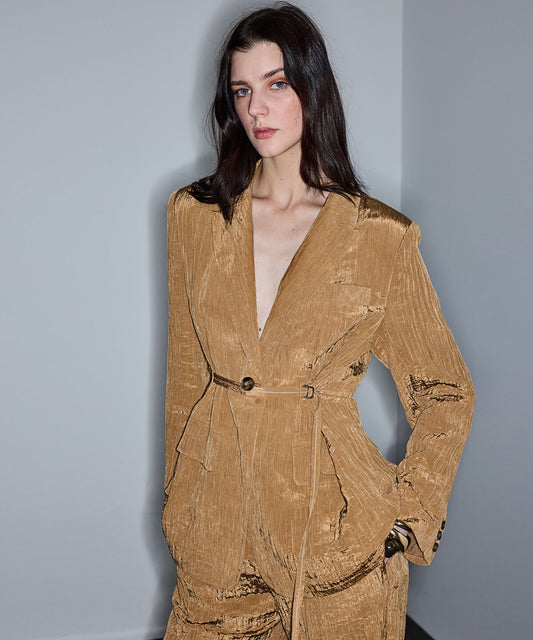Crinkle-Effect Blazer