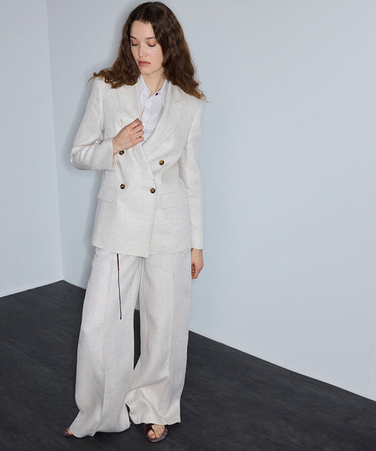 Linen Blazer with Shoulder Pads