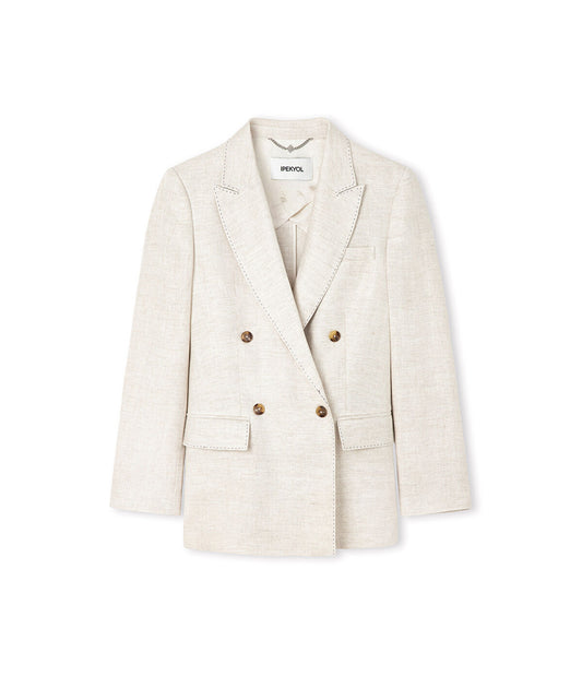 Linen Blazer with Shoulder Pads