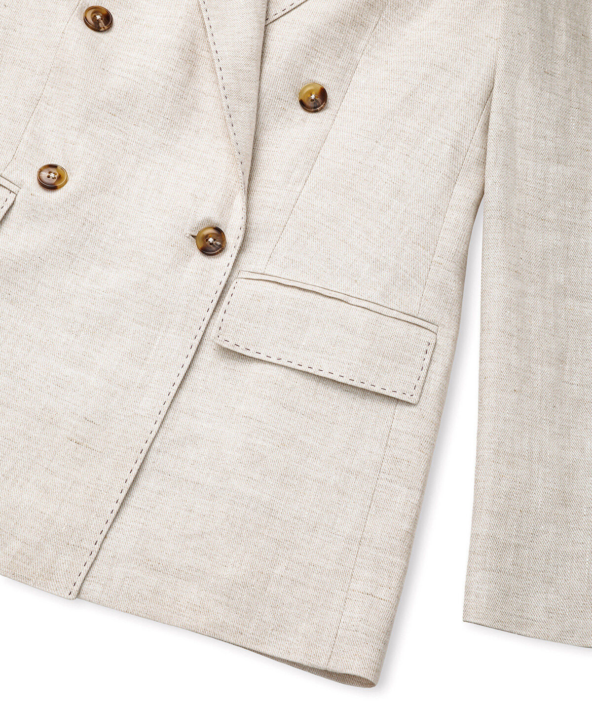 Linen Blazer with Shoulder Pads