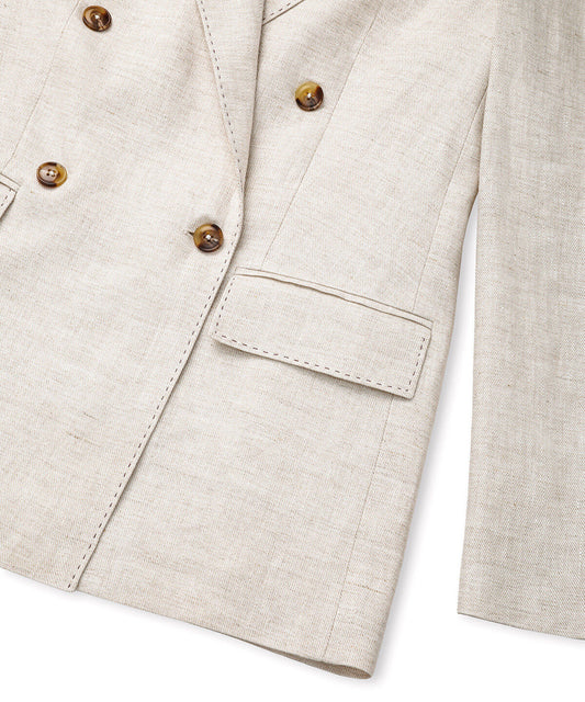 Linen Blazer with Shoulder Pads