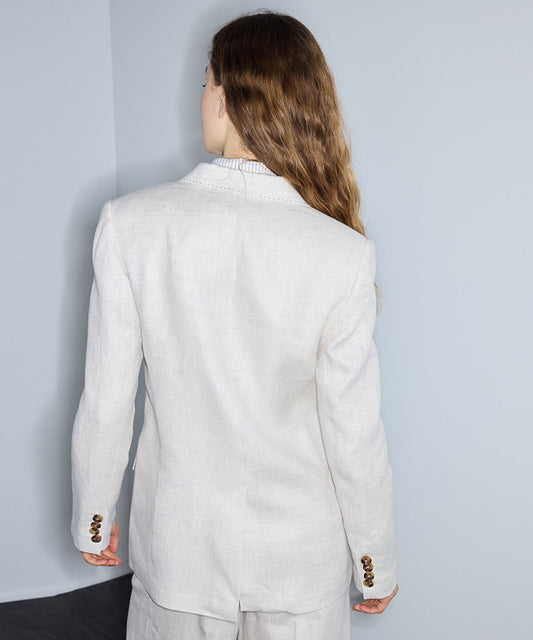 Linen Blazer with Shoulder Pads