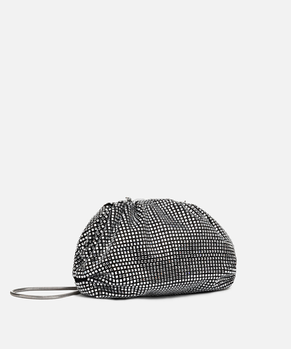 Zoomed Rhinestone Clutch with Detachable Strap