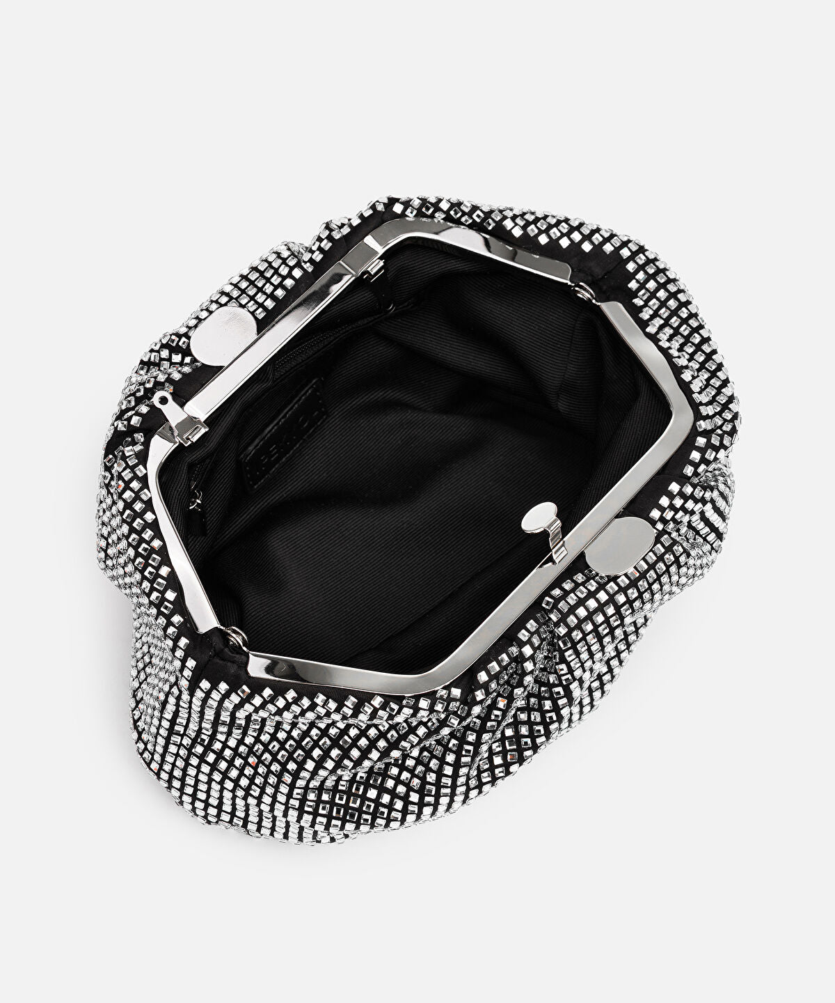 Zoomed Rhinestone Clutch with Detachable Strap