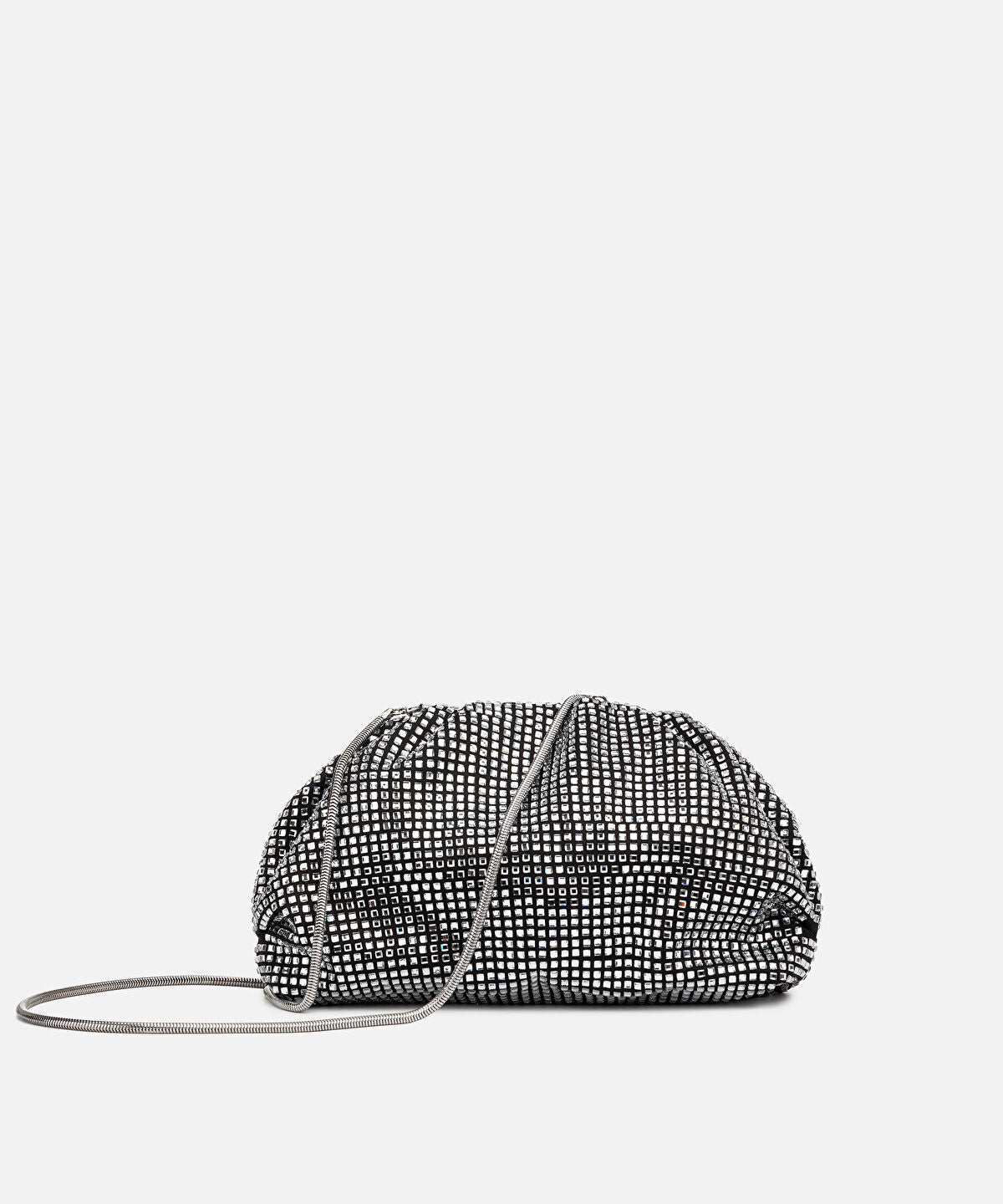 Zoomed Rhinestone Clutch with Detachable Strap