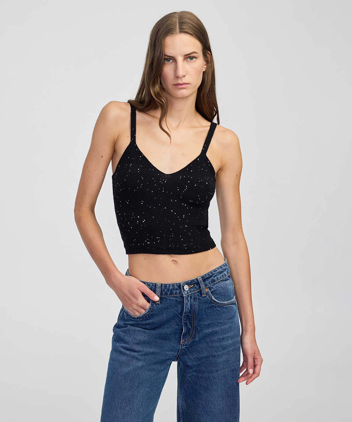 Zoomed Embellished Knit Top