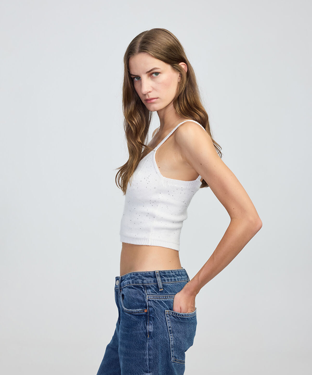 Zoomed Embellished Knit Top