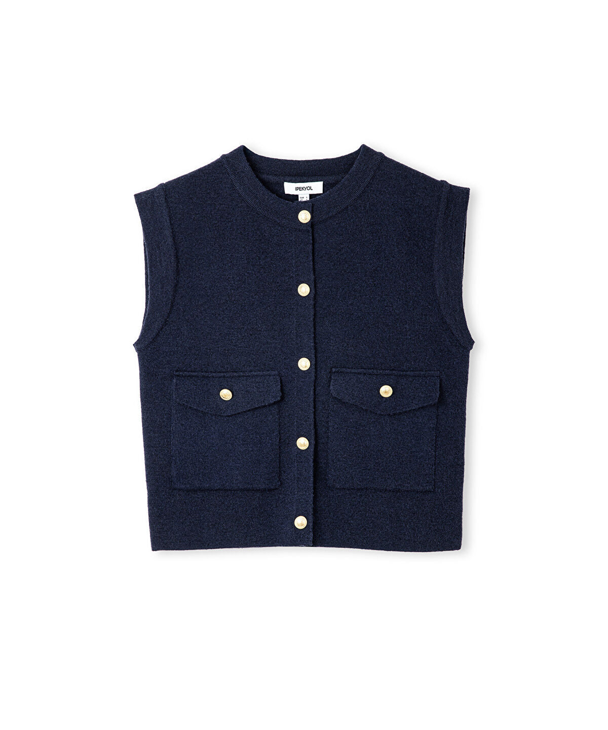 Zoomed Gold-Button Knit Vest
