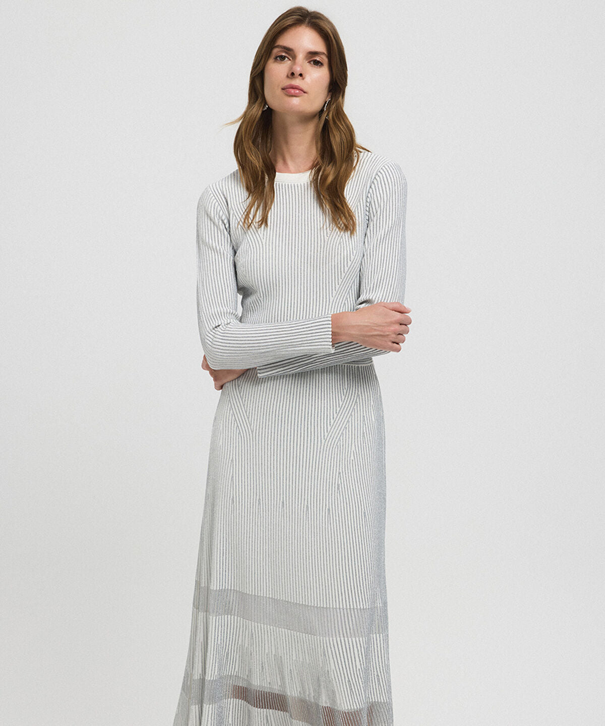 Zoomed Ribbed Lurex Knit Dress