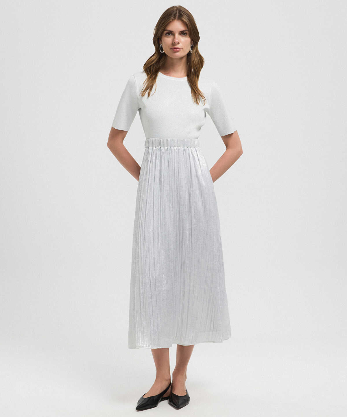 Mixed Midi Dress