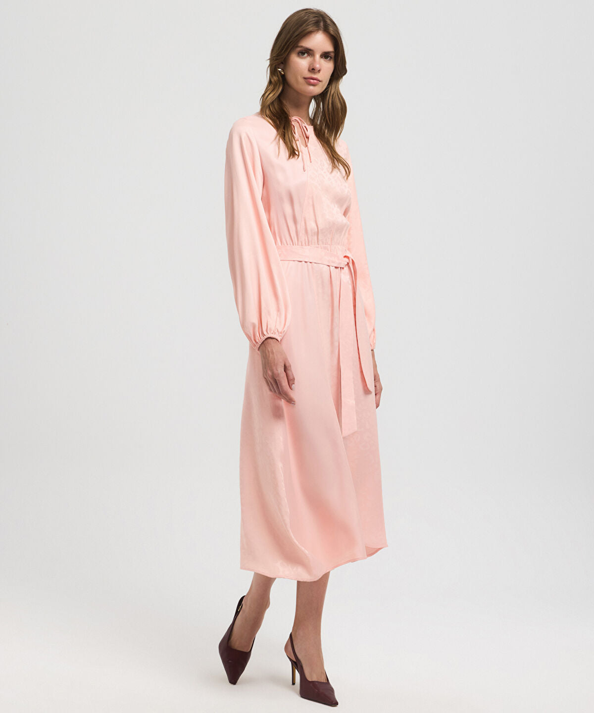 Zoomed Belted Jacquard Dress