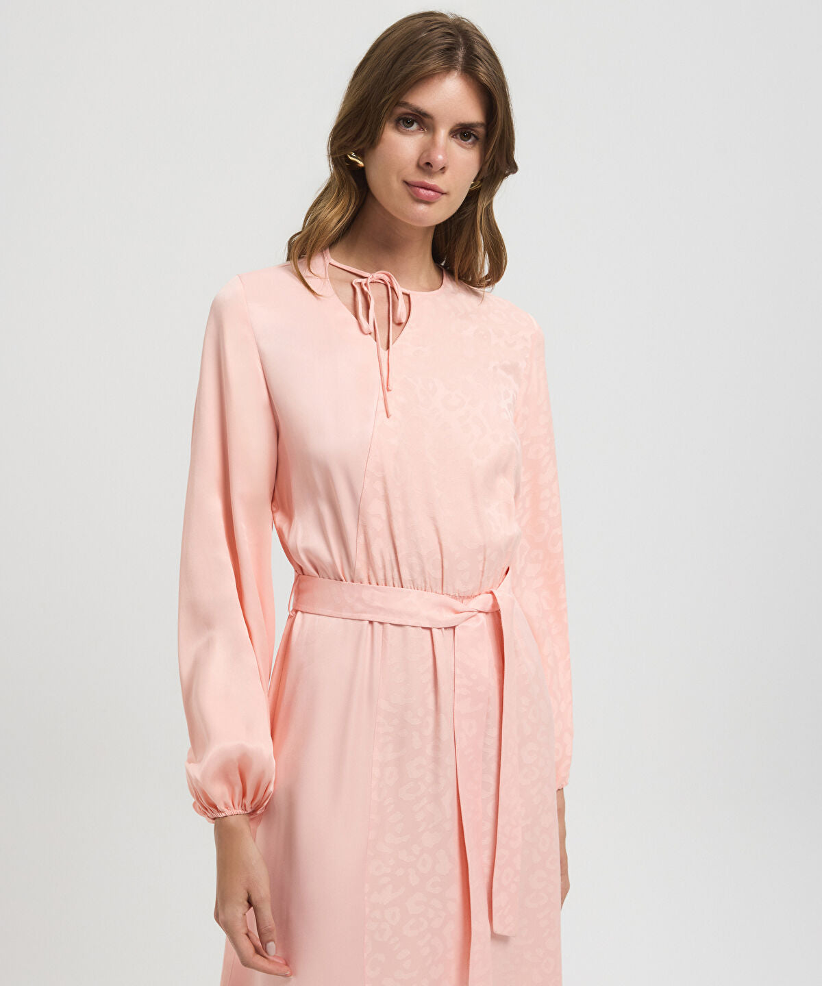 Zoomed Belted Jacquard Dress