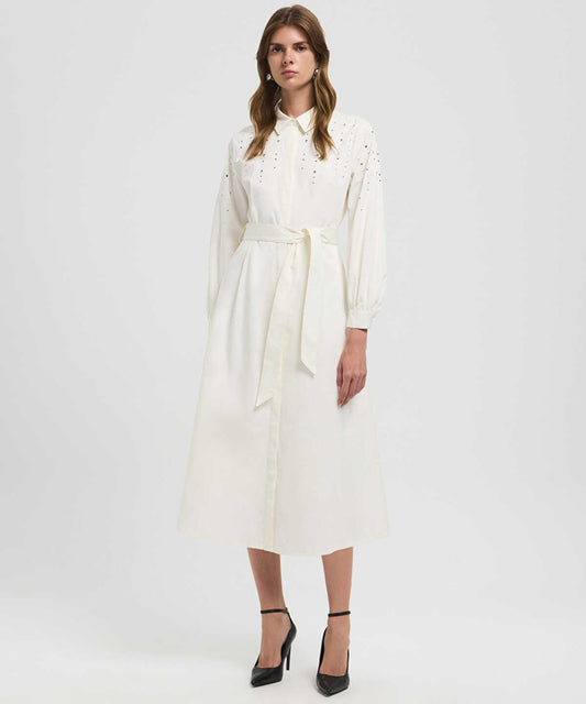Embellished Poplin Dress