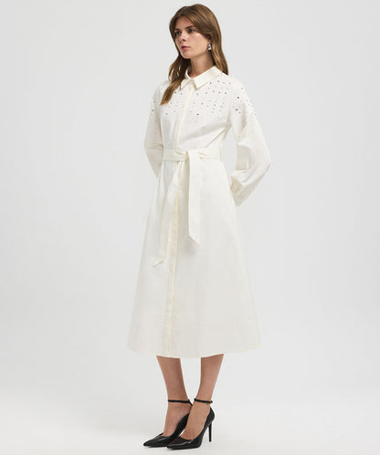 Embellished Poplin Dress