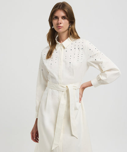 Embellished Poplin Dress