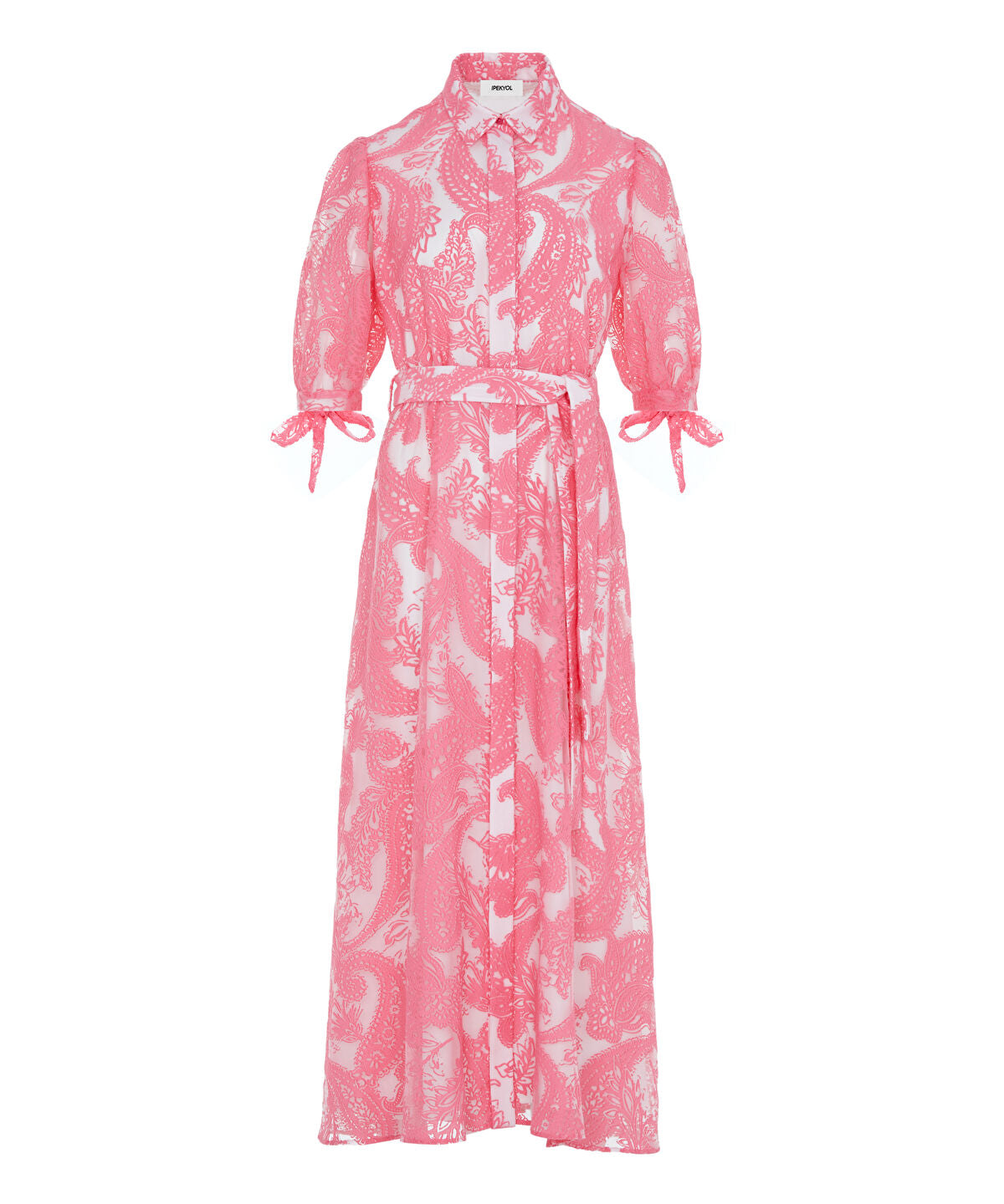 Zoomed Jacquard Balloon-Sleeve Dress