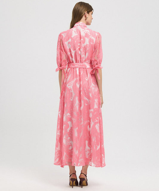 Jacquard Balloon-Sleeve Dress