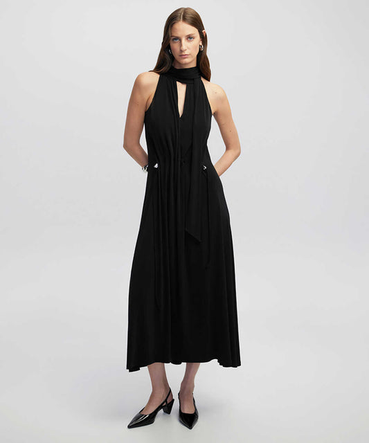 Scarf-Effect Dress with Adjustable Waist 