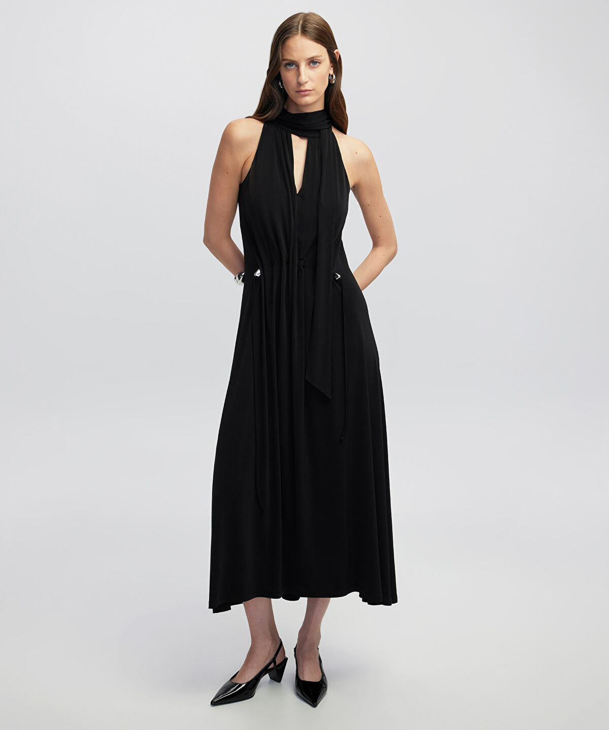 Scarf-Effect Dress with Adjustable Waist 