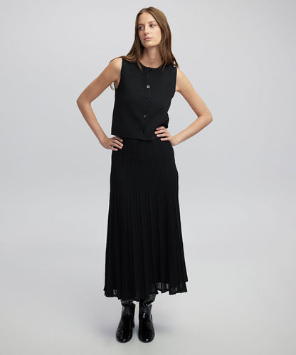 Pleated Knit Midi Dress