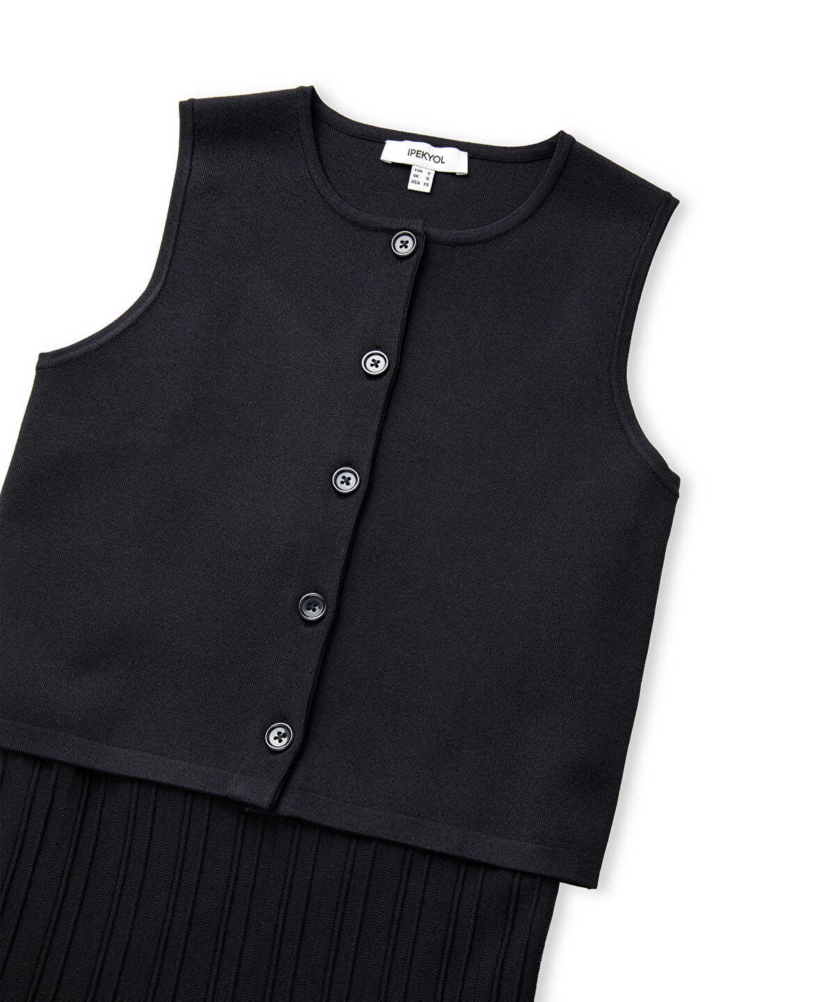 Pleated Knit Midi Dress