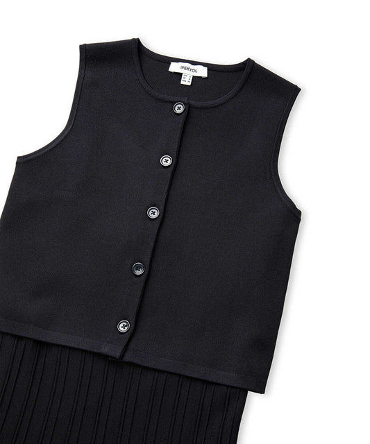 Pleated Knit Midi Dress