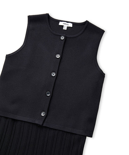 Pleated Knit Midi Dress