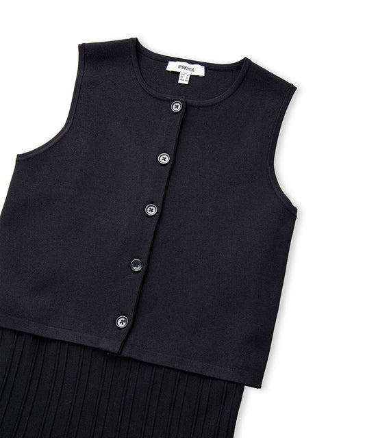 Pleated Knit Midi Dress