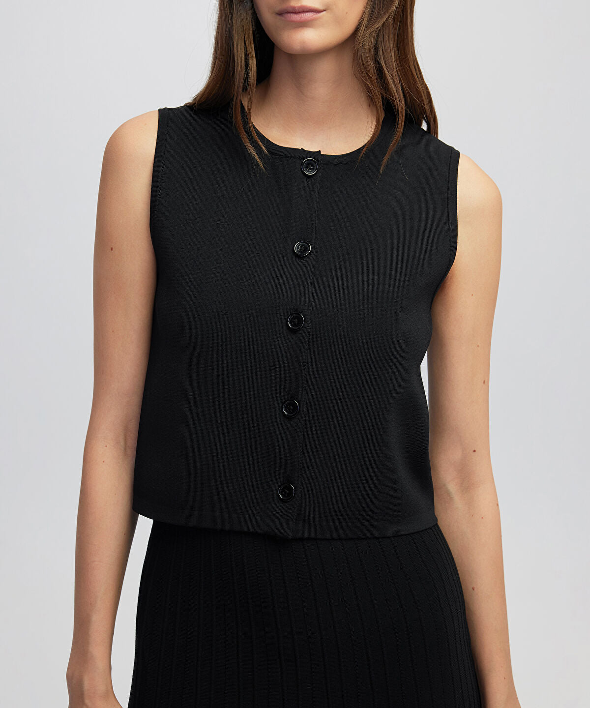 Pleated Knit Midi Dress