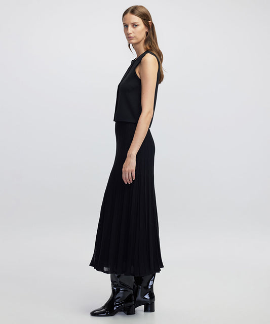 Pleated Knit Midi Dress