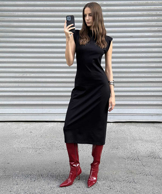 Dress with Shoulder Pads