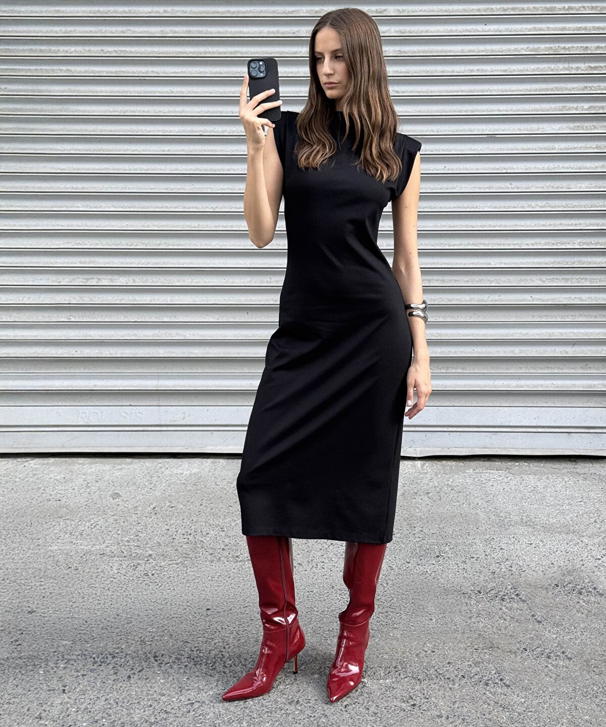 Zoomed Dress with Shoulder Pads