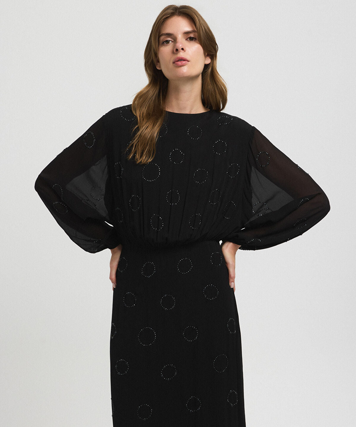 Zoomed Embellished Chiffon Dress