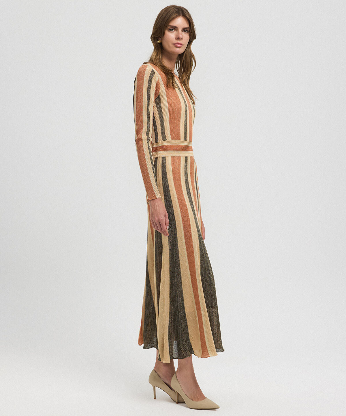 Color-Block Lurex Knit Maxi Dress