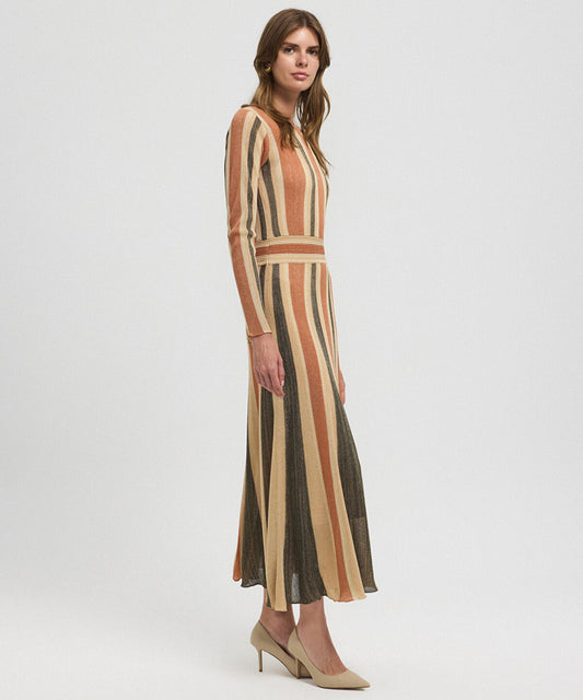 Color-Block Lurex Knit Maxi Dress