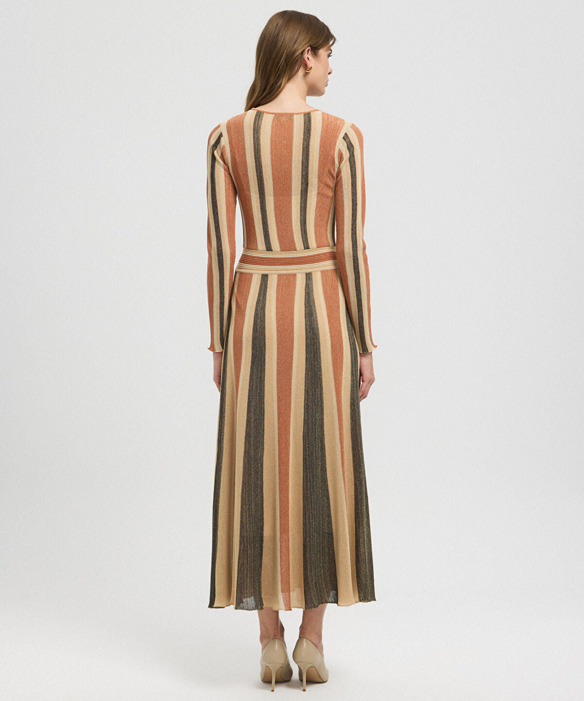 Zoomed Color-Block Lurex Knit Maxi Dress