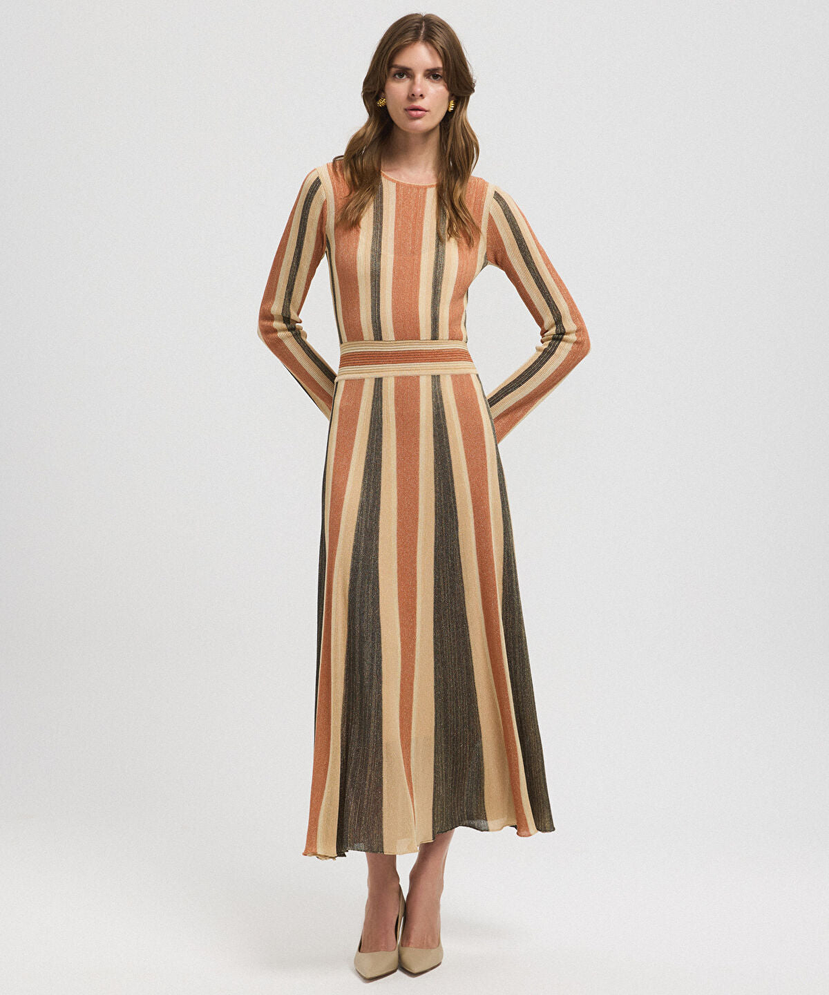 Zoomed Color-Block Lurex Knit Maxi Dress