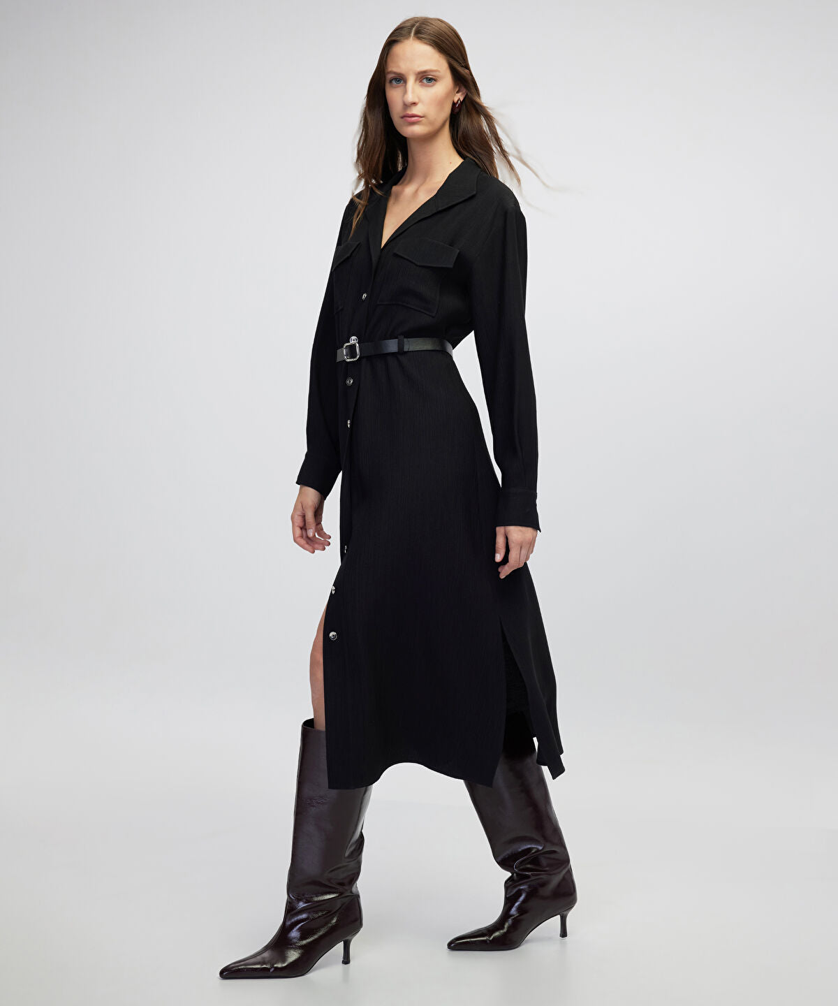 Zoomed Belted Shirt Dress