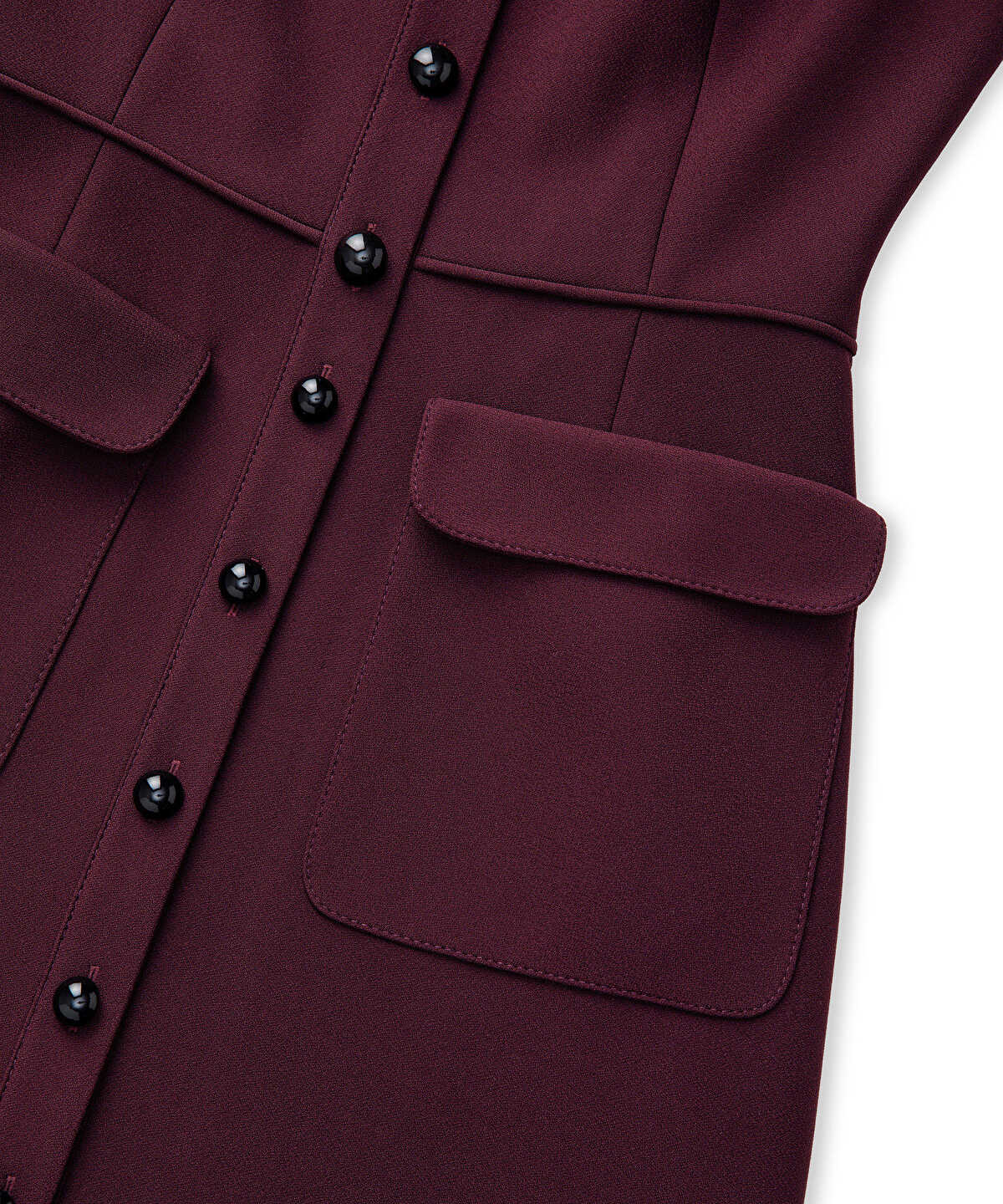 Zoomed Contrast Button Midi Dress