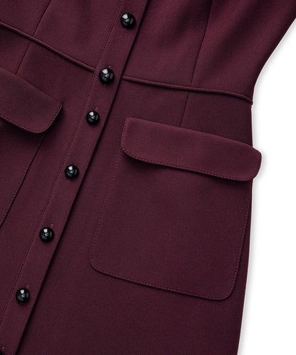 Contrast Button Midi Dress