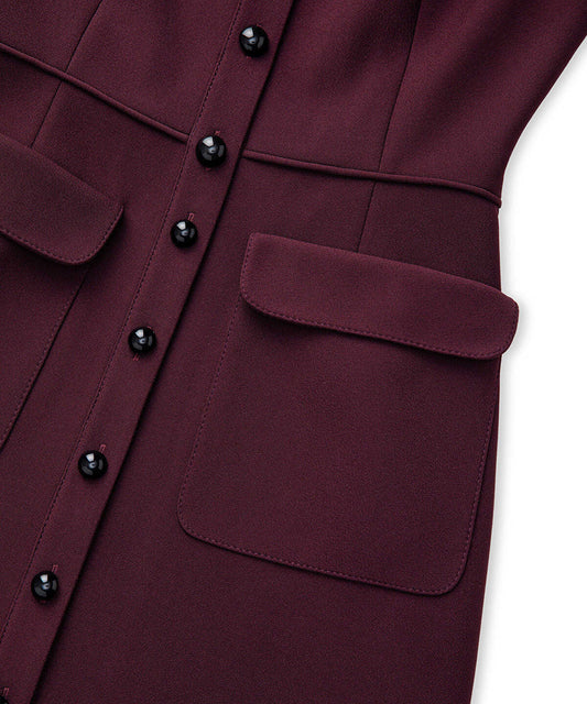 Contrast Button Midi Dress