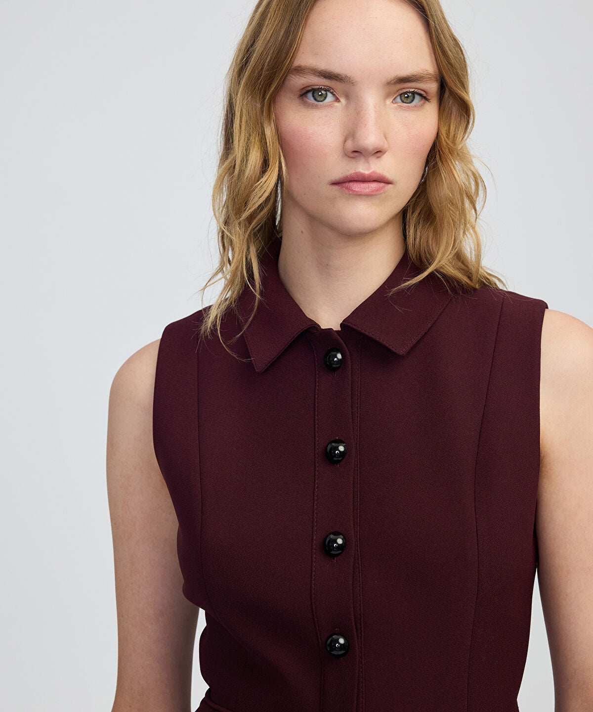 Zoomed Contrast Button Midi Dress