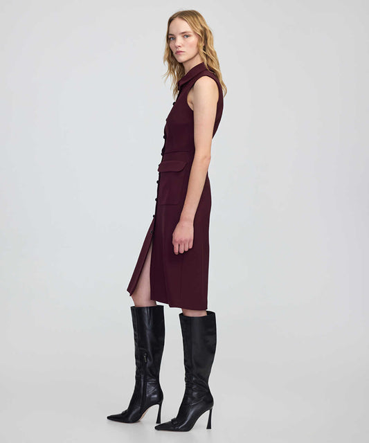 Contrast Button Midi Dress