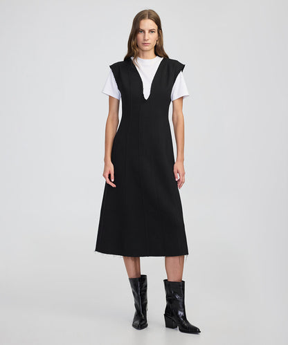 Two-in-One V-Neck Midi Dress